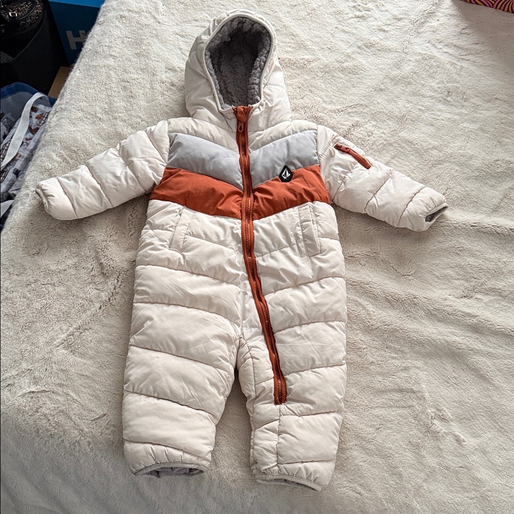 Volcom Infant Snowsuit in Cream and Rust